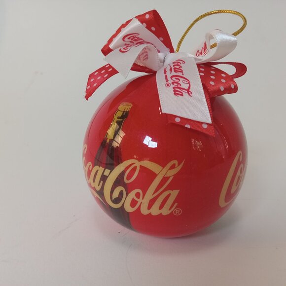 Vintage 1993 Coca Cola Christmas Ball Ornament With Red & White Bows - Picture 4 of 12